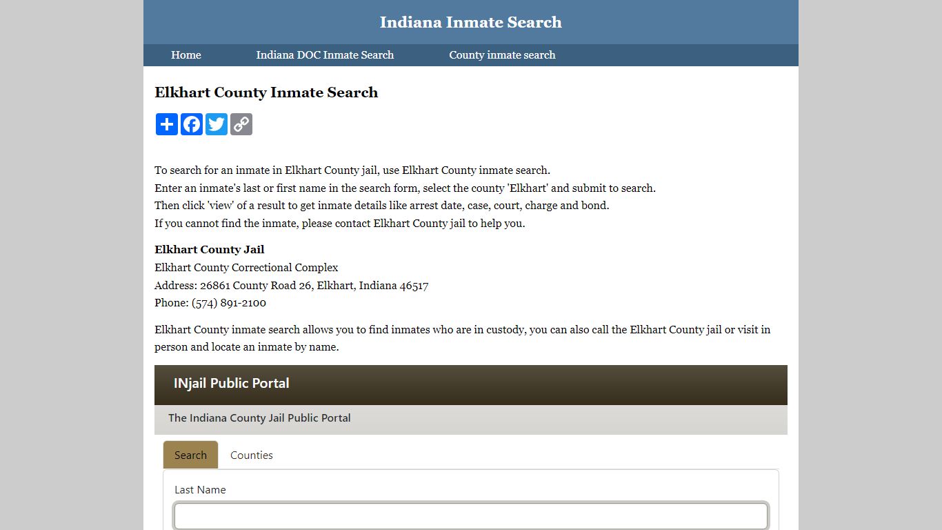 Elkhart County Inmate Search